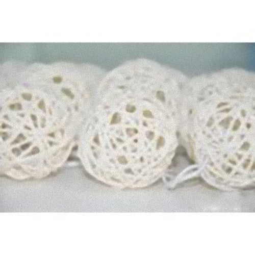 White Cane Rattan 6cm Ball - LED Bulb fairy lights