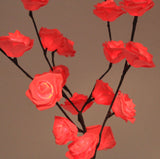 Red Roses bunch of flowers on stems - battery powered table centrepiece fairy lights - Medium