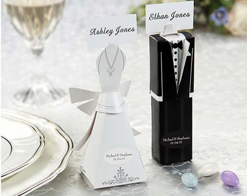 Kate Aspen Bride and Groom Bomboniere Favor Wedding Gift  Box & Name Card Holder