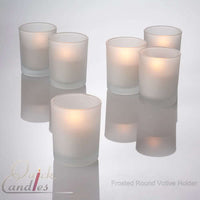 Frosted Glass Votive Candle - White Wax - Wedding Decorations Candle
