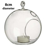 8cm Hanging Clear Glass Tealight Holder- Globe Sphere