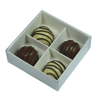 4 Cavity Chocolate White Product Presentation Gift Box - 8x8x3cm deep - White with Clear Lid - Retail Product Show case