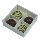 4 Cavity Chocolate White Product Presentation Gift Box - 8x8x3cm deep - White with Clear Lid - Retail Product Show case