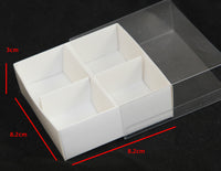 4 Cavity Chocolate White Product Presentation Gift Box - 8x8x3cm deep - White with Clear Lid - Retail Product Show case