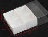 4 Cavity Chocolate White Product Presentation Gift Box - 8x8x3cm deep - White with Clear Lid - Retail Product Show case