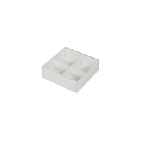 4 Cavity Chocolate White Product Presentation Gift Box - 8x8x3cm deep - White with Clear Lid - Retail Product Show case