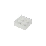 4 Cavity Chocolate White Product Presentation Gift Box - 8x8x3cm deep - White with Clear Lid - Retail Product Show case