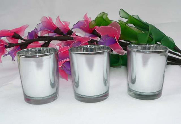 Silver Glass Holder for Votive or TeaLight Candle - bling style