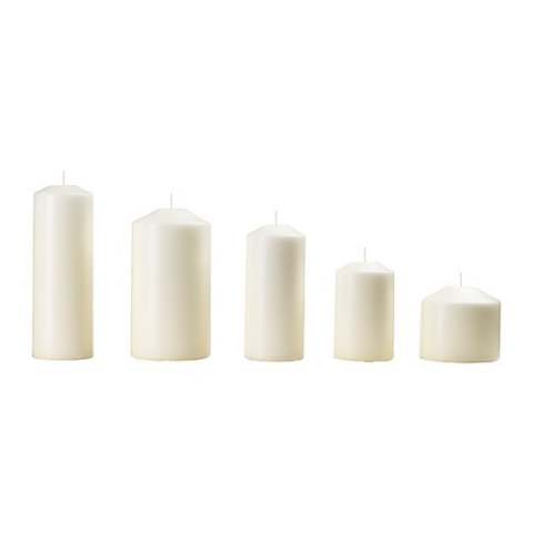 Mixed Pack Pillar candles 8cm to 17cm high - wedding table centrepiece design idea