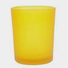 Yellow Frosted Glass Tea Light Votive Cup Candle Holder - 6cm x 5cm