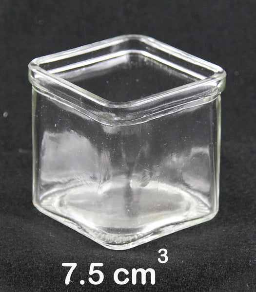 Square Clear Glass Tea Light Candle Holder - Large 7.5cm cube