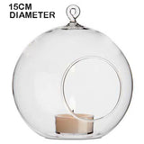 15cm LARGE Hanging Clear Glass Candle/Plant Holder - Ball Sphere - Terrarium Succulent Holder
