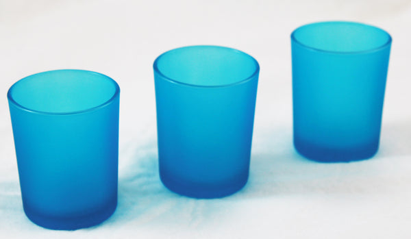 Frosted Turquoise Shot Glass Tealight Votive  Candle Holder - 6.5cm Tall