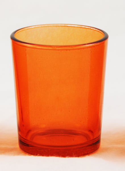 Orange Shot Glass Tealight Votive  Candle Holder - Small 6.5cm