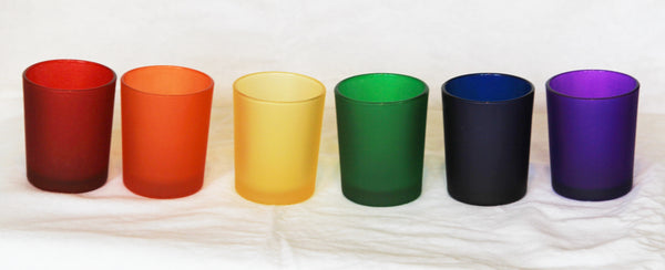 Rainbow 6 Shot Frosted Glass Tealight Holder Pack - Mardis Gras Wedding Event