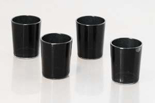 Black Glass Holder for Votive or Tea Light Candles - Wedding Table Decor