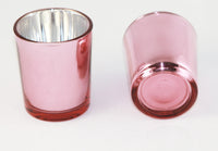 Rose Gold Glass Holder for Votive or TeaLight Candle - Golden Anniversary Decor