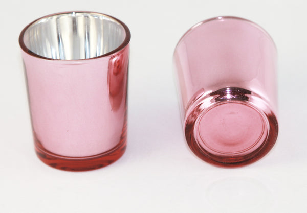 Rose Gold Glass Holder for Votive or TeaLight Candle - Golden Anniversary Decor
