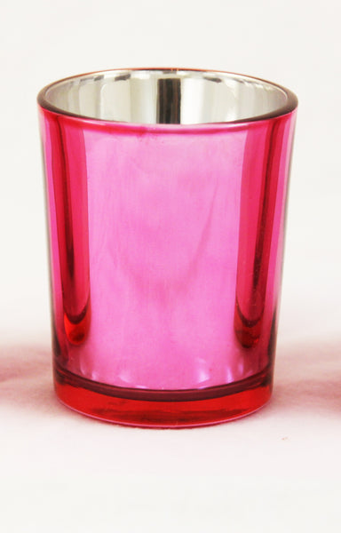 Hot Pink Glass Holder for Votive or TeaLight Candle - Golden Anniversary Decor