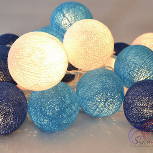 Ocean Blue Cotton Ball 5cm Ball - Battery Powered -  fairy lights