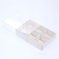 6 Cavity Chocolate White Product Presentation Gift Box - 12x8x3cm - White with Clear Lid - Retail Product Show case