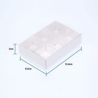 6 Cavity Chocolate White Product Presentation Gift Box - 12x8x3cm - White with Clear Lid - Retail Product Show case