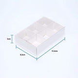 6 Cavity Chocolate White Product Presentation Gift Box - 12x8x3cm - White with Clear Lid - Retail Product Show case