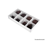 8 Cavity Chocolate White Product Presentation Gift Box - 16x8x3cm - White with Clear Lid - Retail Product Show case