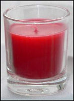 Red Wax Votive Table Candle in Clear Glass Holder - 5cm High