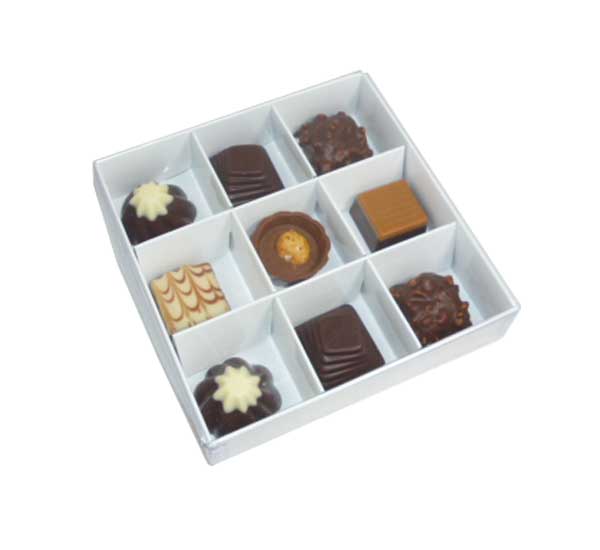 9 Cavity Chocolate White Product Presentation Gift Box - 12x12x3cm - White with Clear Lid - Retail Product Show case