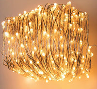 10 metre long fairy light string with MICRO SMALL warm white 100 bulbs - battery powered