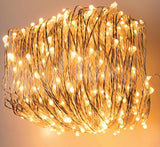 10 metre long fairy light string with MICRO SMALL warm white 100 bulbs - battery powered