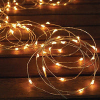 10 metre long fairy light string with MICRO SMALL warm white 100 bulbs - battery powered