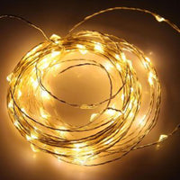 10 metre long fairy light string with MICRO SMALL warm white 100 bulbs - battery powered