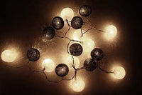 Black White Cotton Ball 5cm Ball - 3 Metre Battery Powered -  fairy party room lights decor