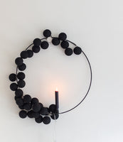 Black Cotton Ball 5cm - Mains Power- 5m with 30 LED Bulb fairy light string