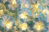 Tropical Blue Frangipani Flower Decorative Party Wedding LED Lights - 10 metre long with 100 bulb/flowers