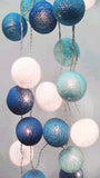 Mixed Blue Cotton Ball 5cm - Mains Power- LED Bulb fairy lights