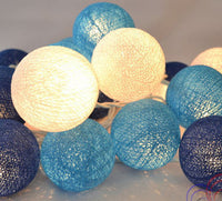 Mixed Blue Cotton Ball 5cm - Mains Power- LED Bulb fairy lights