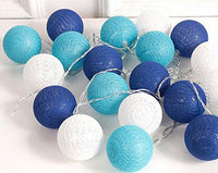 Mixed Blue Cotton Ball 5cm - Mains Power- LED Bulb fairy lights