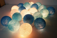 Mixed Blue Cotton Ball 5cm - Mains Power- LED Bulb fairy lights