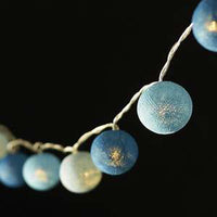 Mixed Blue Cotton Ball 5cm - Mains Power- LED Bulb fairy lights
