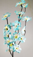 Tropical Blue Frangipani flower bunch on stems sticks - 50 cm high battery powered table centrepiece fairy lights
