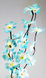 Tropical Blue Frangipani flower bunch on stems sticks - 50 cm high battery powered table centrepiece fairy lights