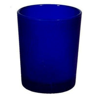 Frosted Deep Blue Glass Holder for Votive or TeaLight Candle - Beach Party Decor