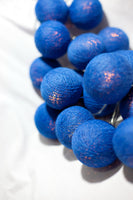 All Navy Blue Cotton Ball 5cm - Mains Power- 5m with 30 LED Bulb fairy lights