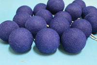 All Navy Blue Cotton Ball 5cm - Mains Power- 5m with 30 LED Bulb fairy lights