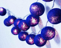 All Navy Blue Cotton Ball 5cm Ball Mix - 3 Metre Battery Powered -  fairy party room lights decor