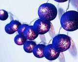 All Navy Blue Cotton Ball 5cm Ball Mix - 3 Metre Battery Powered -  fairy party room lights decor
