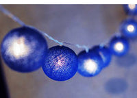 All Navy Blue Cotton Ball 5cm - Mains Power- 5m with 30 LED Bulb fairy lights